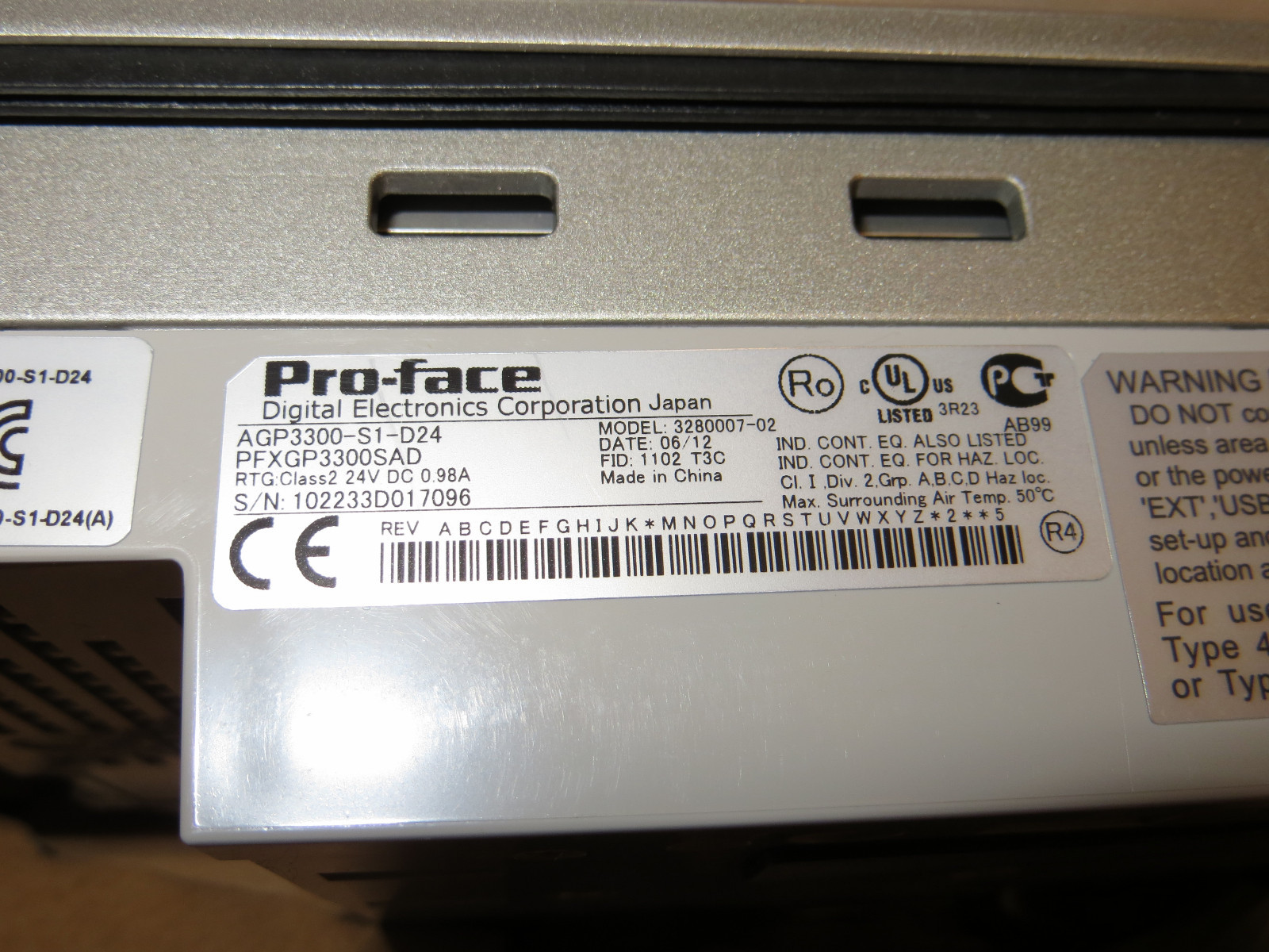 ProFace PFXGP3300SAD Operator Panel AGP3300-S1-D24 | Industrial HMI Made in Japan